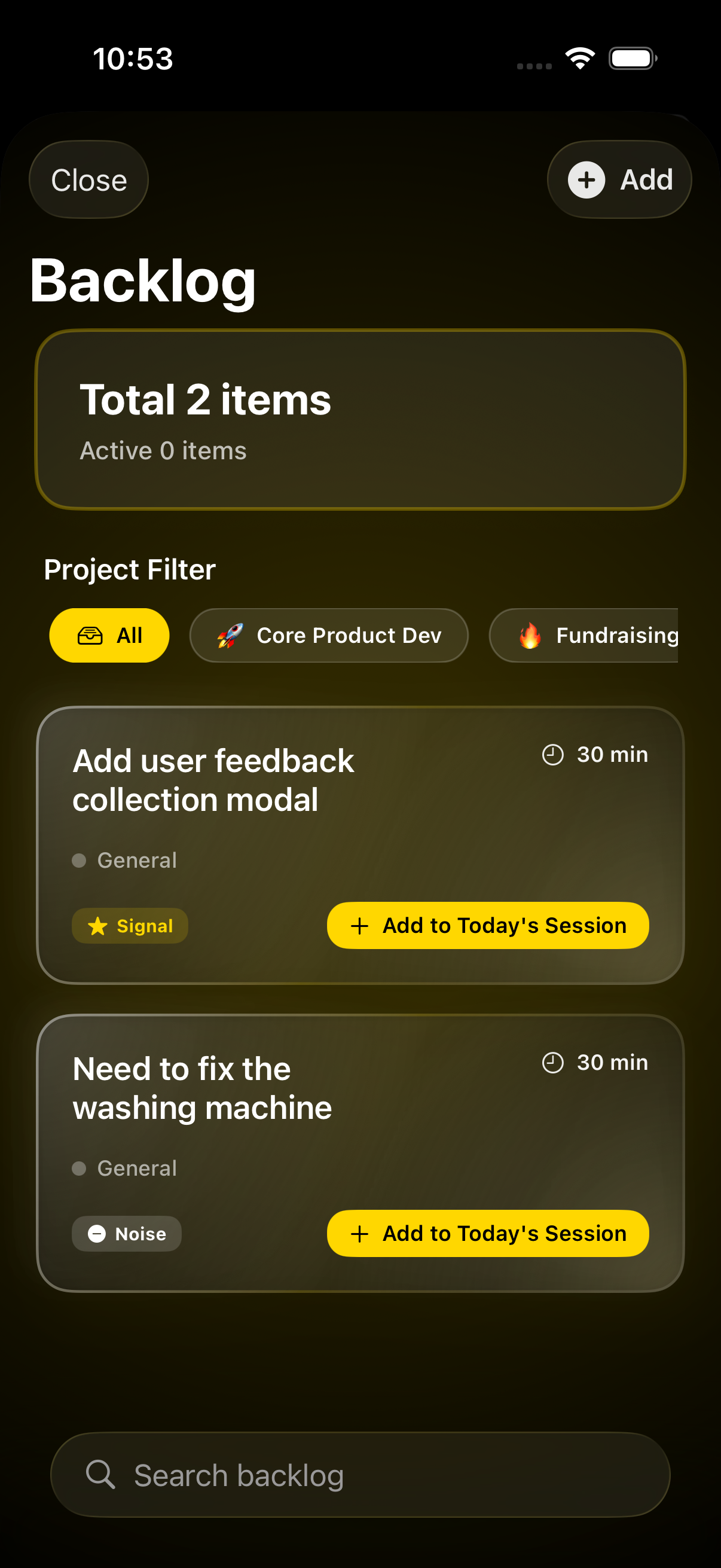 백로그 시스템 화면