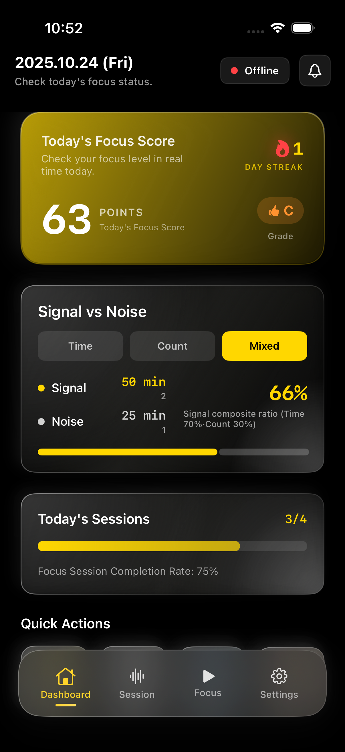 실시간 집중 분석 화면